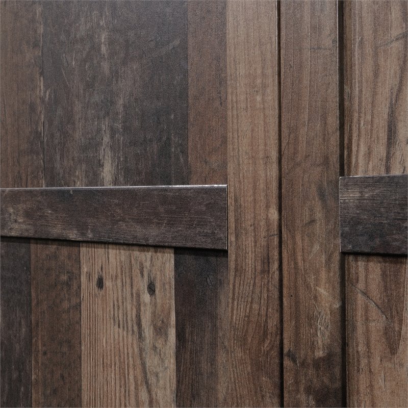 Pemberly Row Engineered Wood Wardrobe Armoire in Rustic Reclaimed Pine/Brown