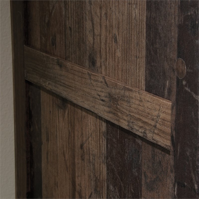 Pemberly Row Engineered Wood Wardrobe Armoire in Rustic Reclaimed Pine/Brown