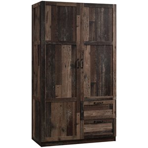 Pemberly Row Engineered Wood Wardrobe Armoire in Rustic Reclaimed Pine/Brown