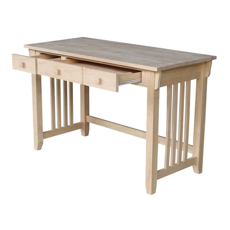 Pemberly Row Traditional Solid Harwood Computer Desk in Natural