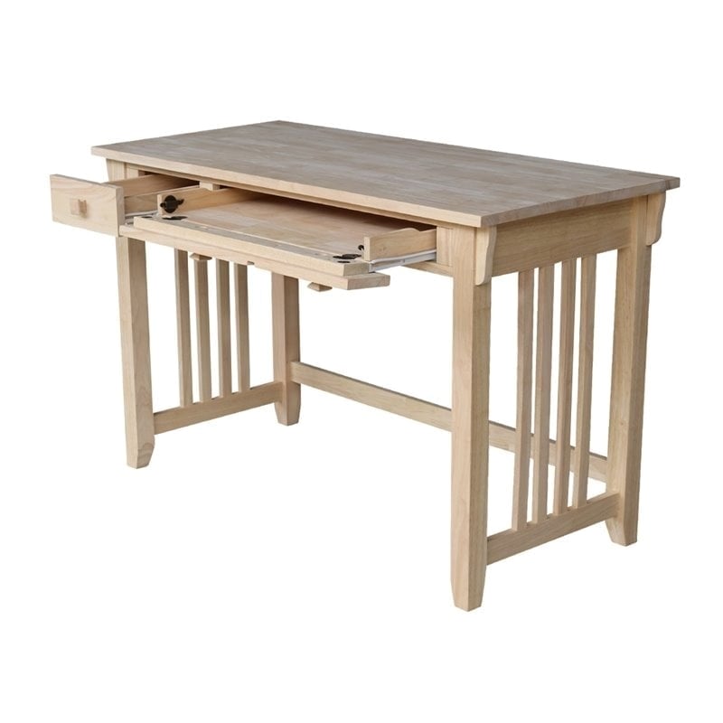 Pemberly Row Traditional Solid Harwood Computer Desk in Natural