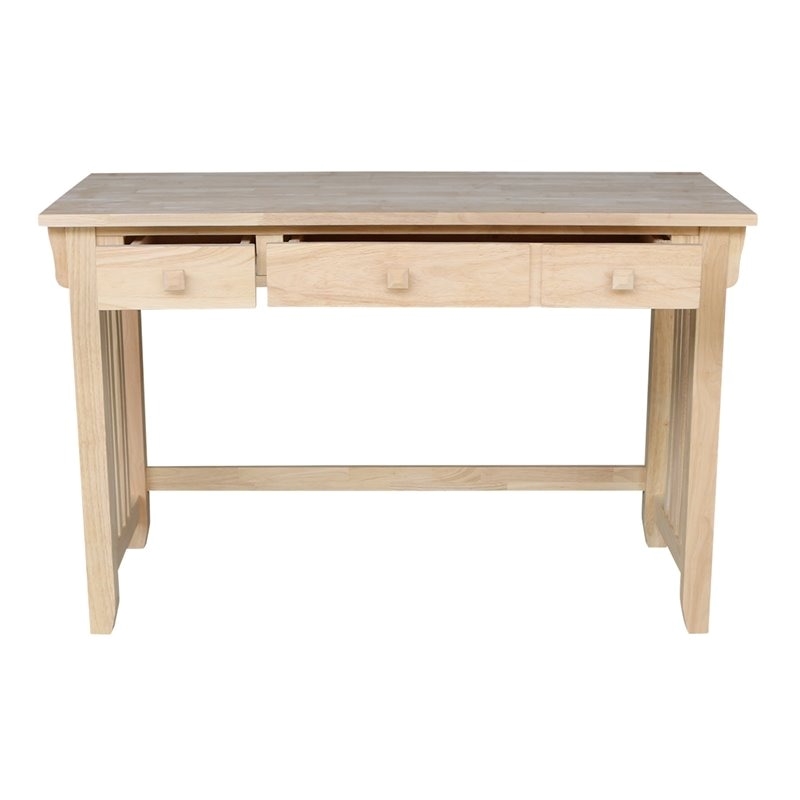 Pemberly Row Traditional Solid Harwood Computer Desk in Natural