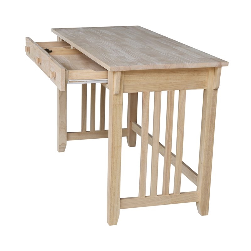 Pemberly Row Traditional Solid Harwood Computer Desk in Natural