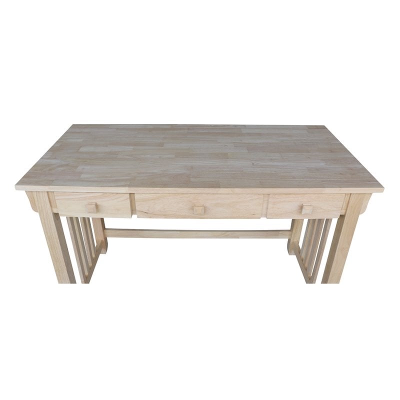 Pemberly Row Traditional Solid Harwood Computer Desk in Natural