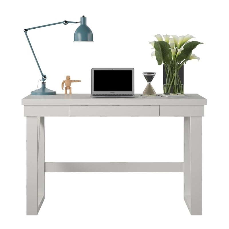 Pemberly Row Engineered Wood Computer Desk in Weathered White