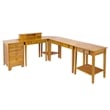 Pemberly Row 5-Piece Transitional Solid Wood Home Office Set in Honey Brown