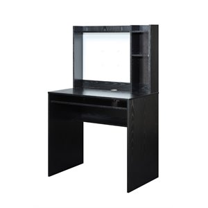 Pemberly Row Modern Desk with Shelves in Black