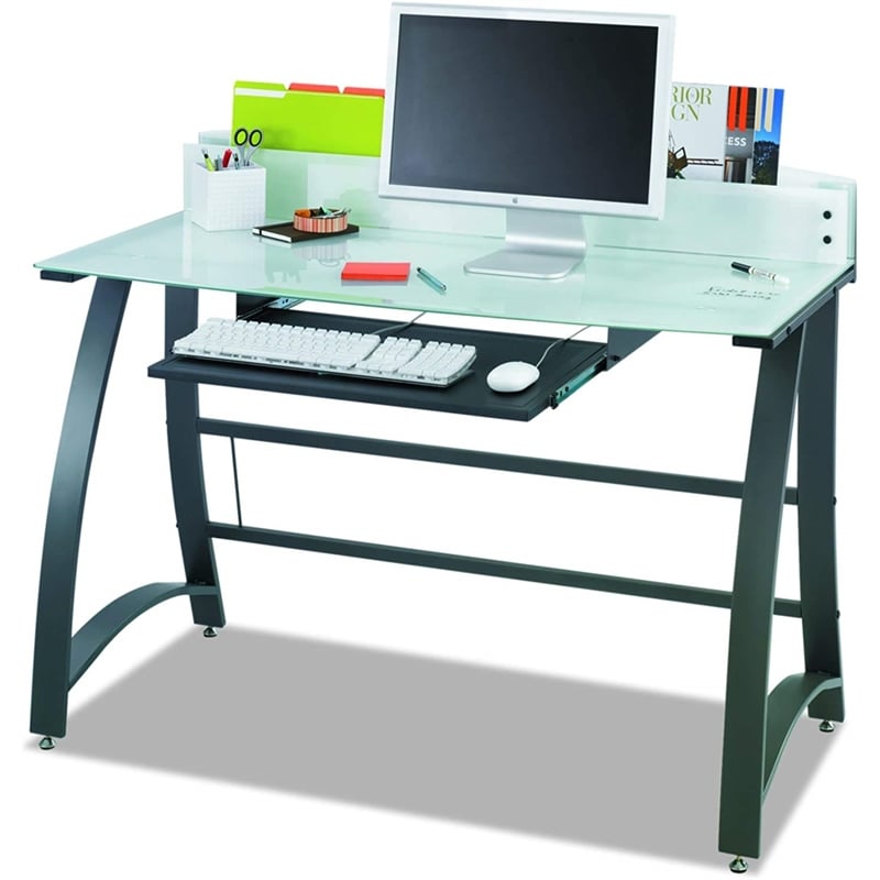 Pemberly Row Modern Glass Computer Workstation