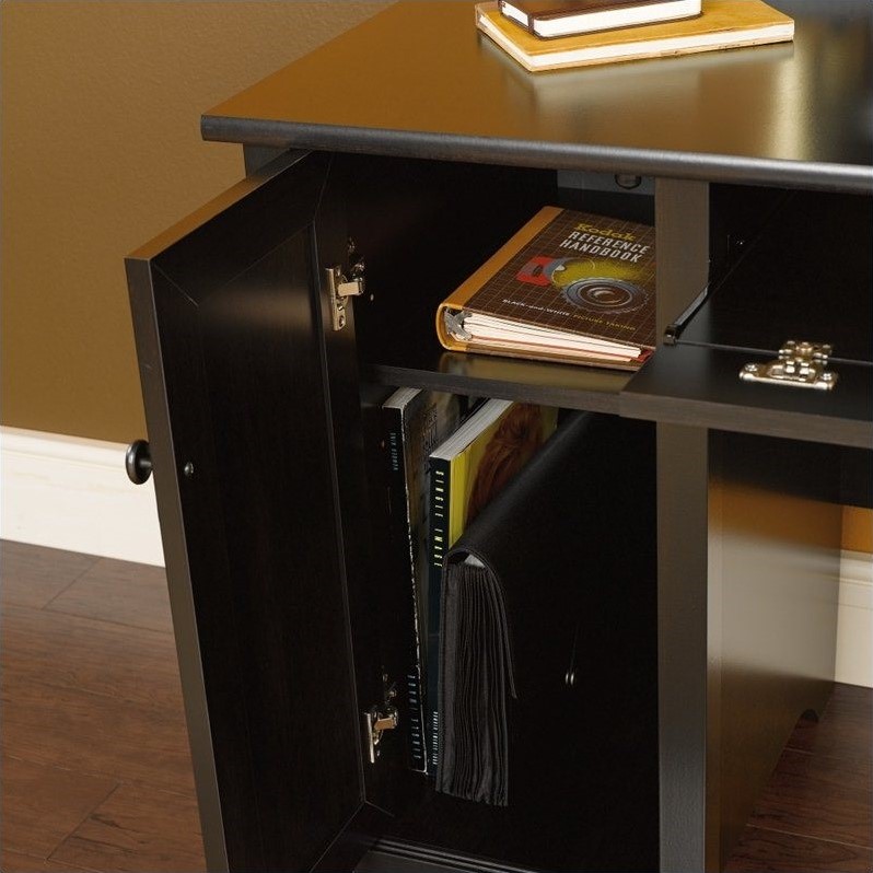 Pemberly Row Engineered Wood 2-Drawers Computer Desk in Estate Black