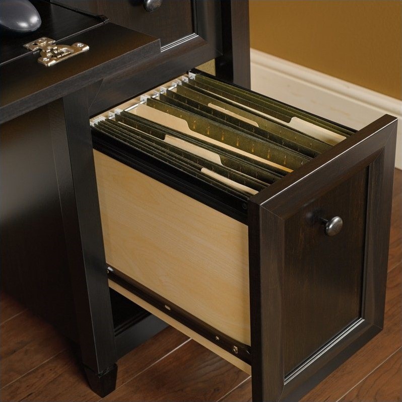 Pemberly Row Engineered Wood 2-Drawers Computer Desk in Estate Black