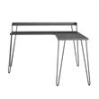 Pemberly Row Traditional L Desk with Riser in Black Oak