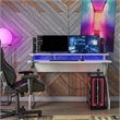 Pemberly Row Modern Gaming Desk with Riser in White