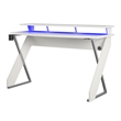 Pemberly Row Modern Gaming Desk with Riser in White