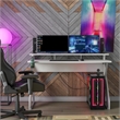 Pemberly Row Modern Gaming Desk with Riser in White