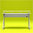 Pemberly Row Modern Gaming Desk with Riser in White