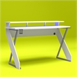 Pemberly Row Modern Gaming Desk with Riser in White