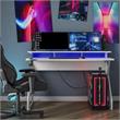 Pemberly Row Modern Gaming Desk with Riser in White