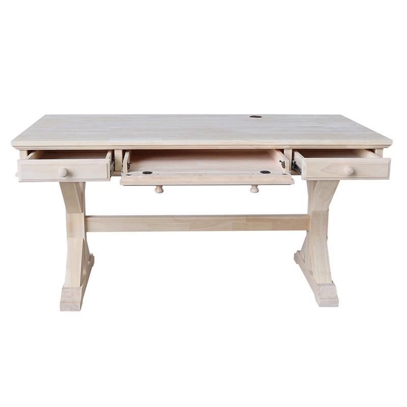 Pemberly Row Traditional Executive Desk with Canyon Base