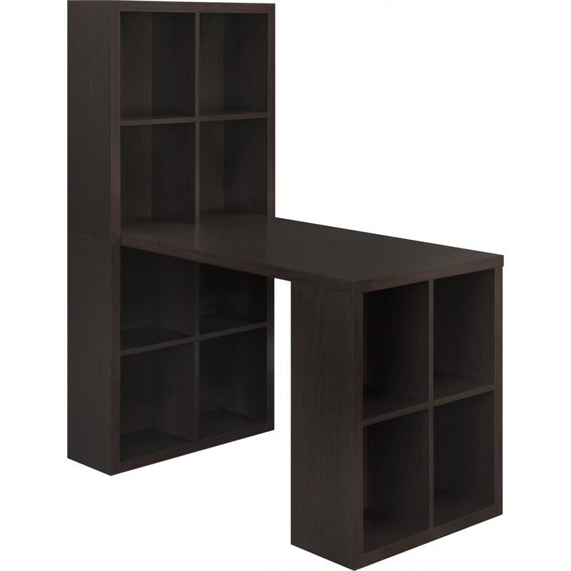 Pemberly Row Transitional Hollow Core and Wood Hobby Desk in Espresso