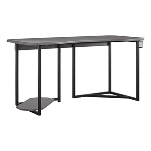 Pemberly Row Modern Wood Gaming Desk with CPU Stand in Dark Gray/Black