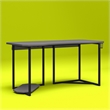 Pemberly Row Modern Wood Gaming Desk with CPU Stand in Dark Gray/Black