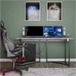 Pemberly Row Modern Wood Gaming Desk with CPU Stand in Dark Gray/Black