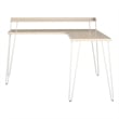 Pemberly Row Modern Wood/Metal L Desk with Riser in Light Brown