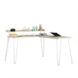 Pemberly Row Modern Wood/Metal L Desk with Riser in Light Brown