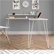 Pemberly Row Modern Wood/Metal L Desk with Riser in Light Brown