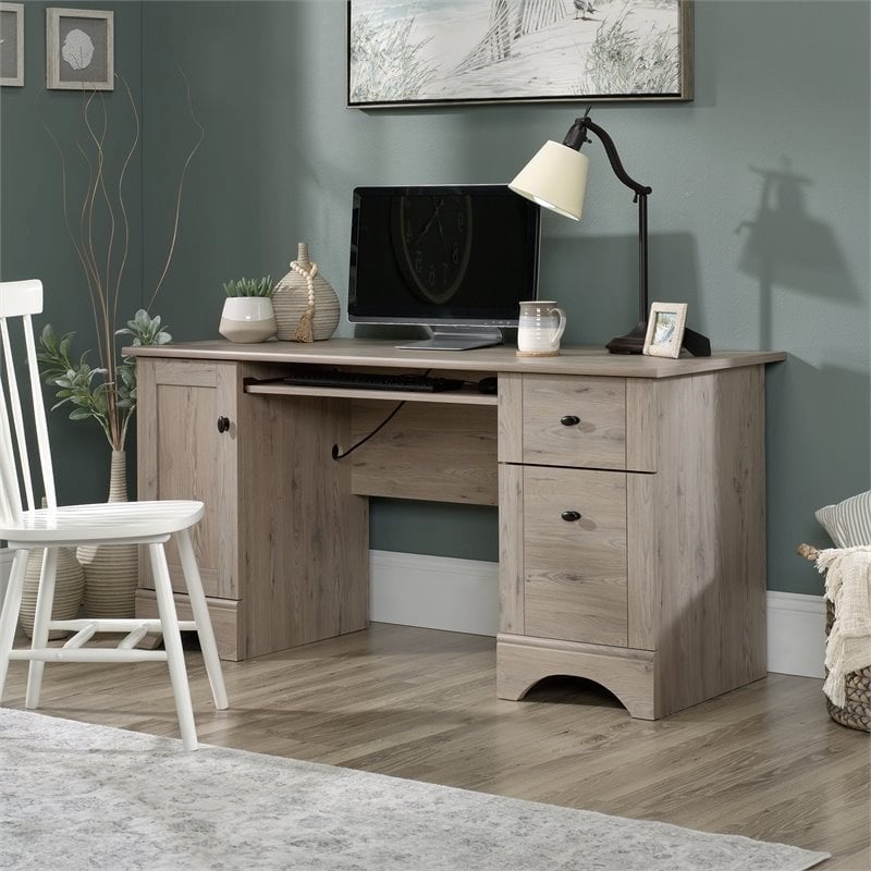 Pemberly Row 2-Drawer Coastal Engineered Wood Computer Desk in Laurel Oak