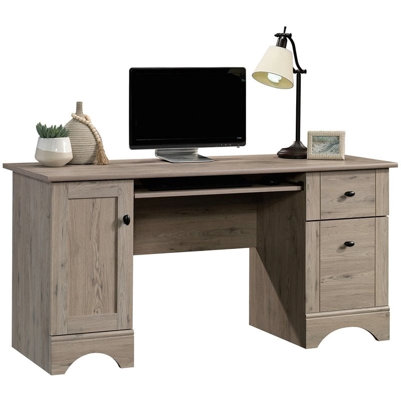 Pemberly Row 2-Drawer Coastal Engineered Wood Computer Desk in Laurel Oak