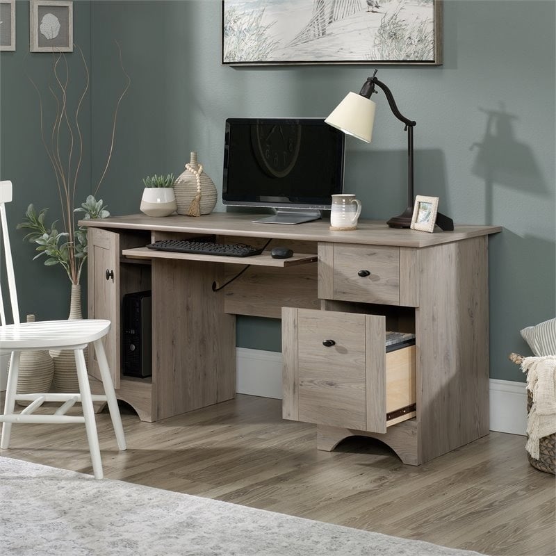 Pemberly Row 2-Drawer Coastal Engineered Wood Computer Desk in Laurel Oak