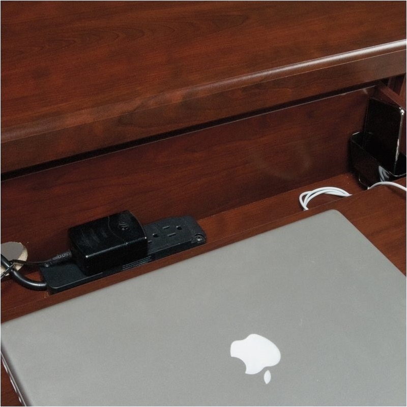 Pemberly Row Traditional Wood Computer Credenza in Classic Cherry