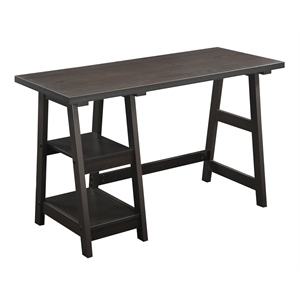 Pemberly Row Trestle Desk in Espresso Wood Finish