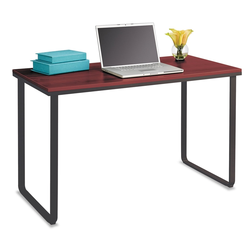 Pemberly Row Steel Workstation in Cherry and Black