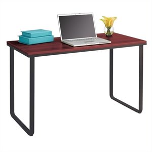 pemberly row steel workstation in cherry and black