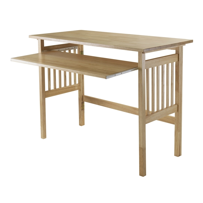 Pemberly Row Foldable Transitional Solid Wood Computer Desk in Natural