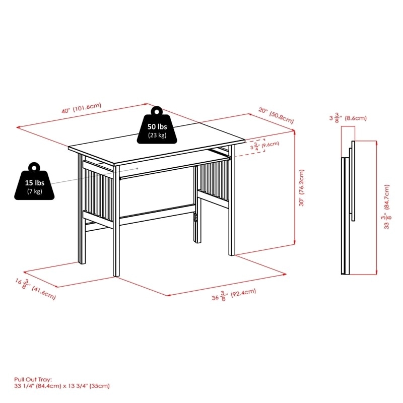 Pemberly Row Foldable Transitional Solid Wood Computer Desk in Natural