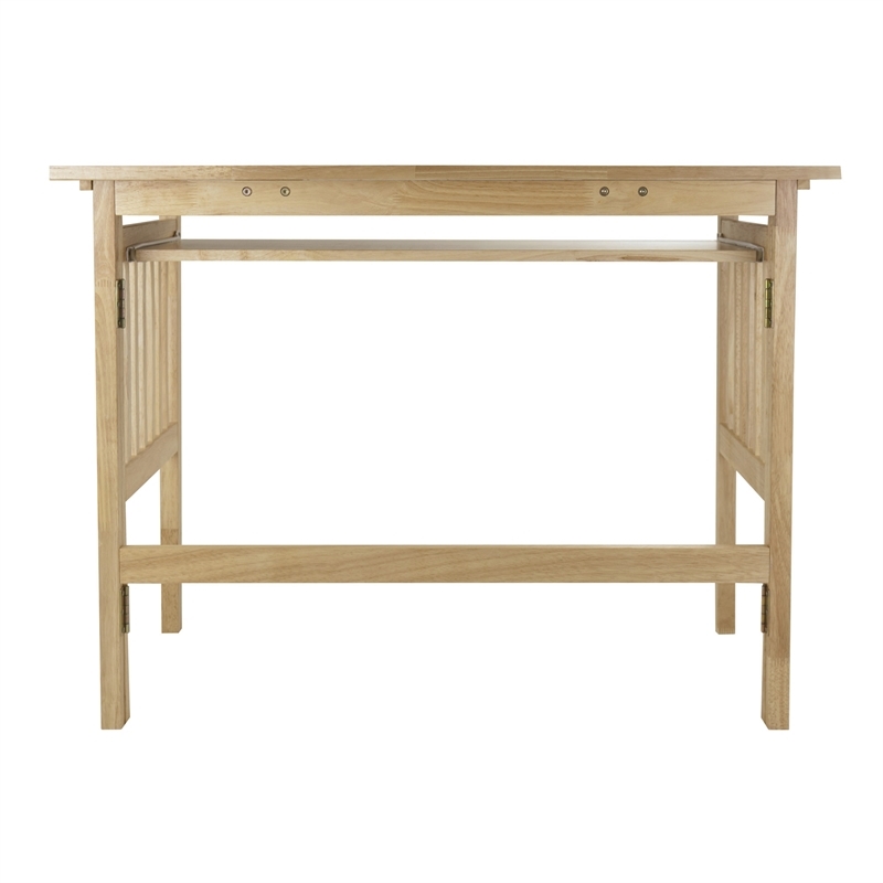 Pemberly Row Foldable Transitional Solid Wood Computer Desk in Natural