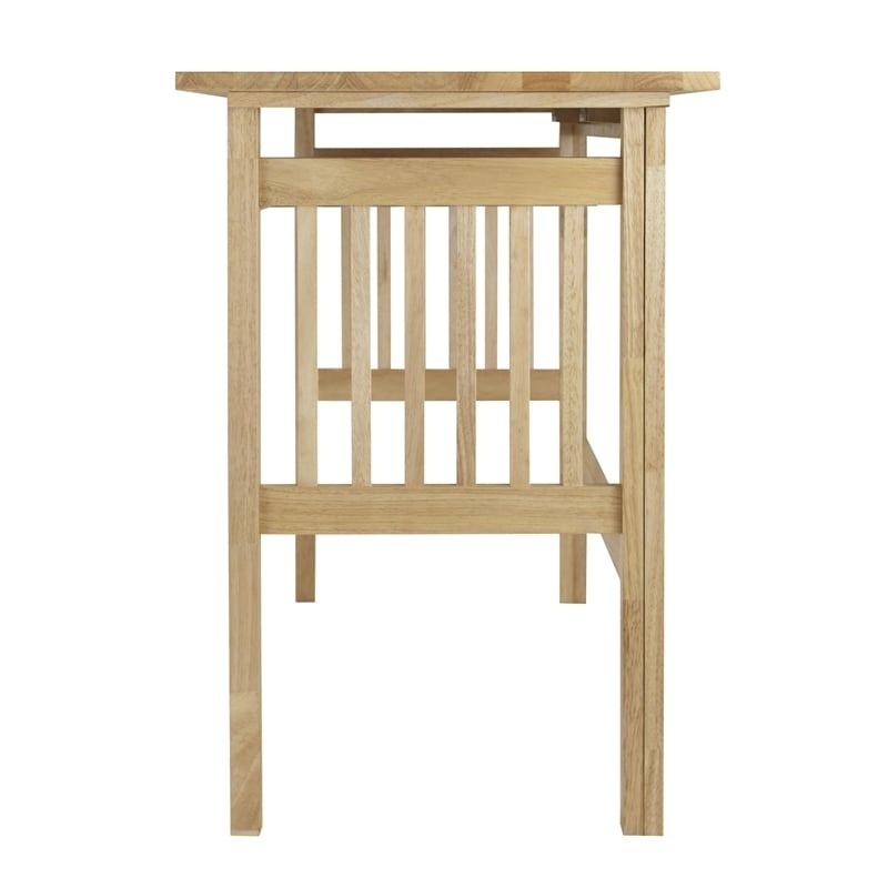 Pemberly Row Foldable Transitional Solid Wood Computer Desk in Natural