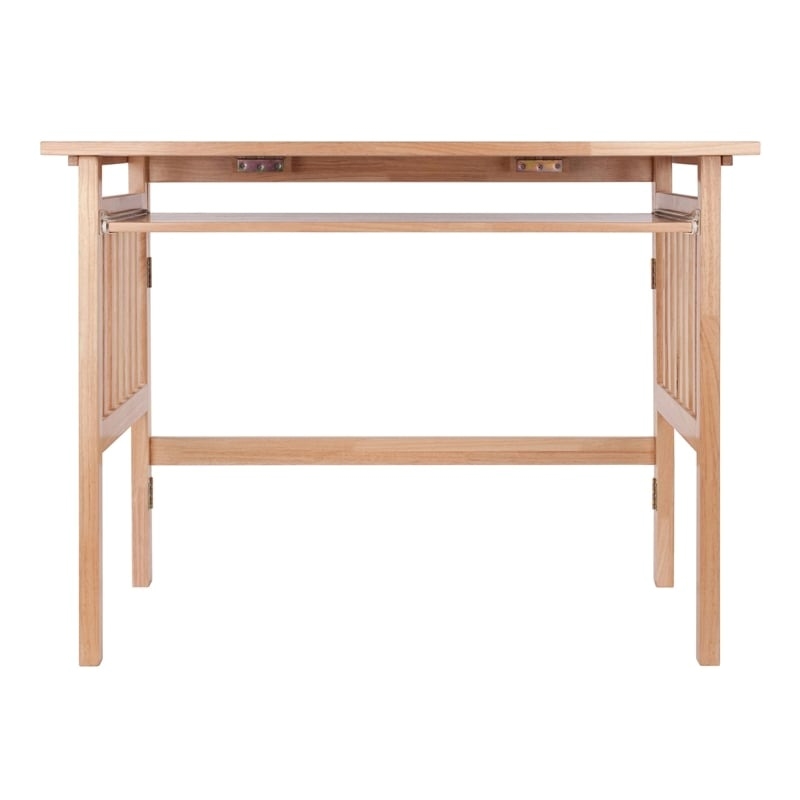 Pemberly Row Foldable Transitional Solid Wood Computer Desk in Natural