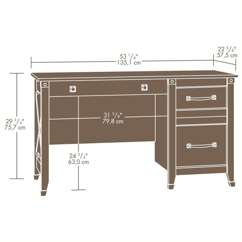 Pemberly Row Rustic Engineered Wood Computer Desk in Washington Cherry