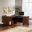 Pemberly Row L-Shaped Contemporary Engineered Wood Desk in Select Cherry