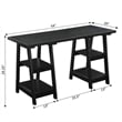 Pemberly Row Double Trestle Desk in Black Wood Finish