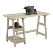 Pemberly Row Trestle Desk in Weathered White Wood Finish