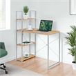 Pemberly Row Office Work Station with Shelves in Off White Light Oak