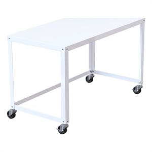 Pemberly Row 48&quot Modern Durable Metal 2 Casters Mobile Desk in White