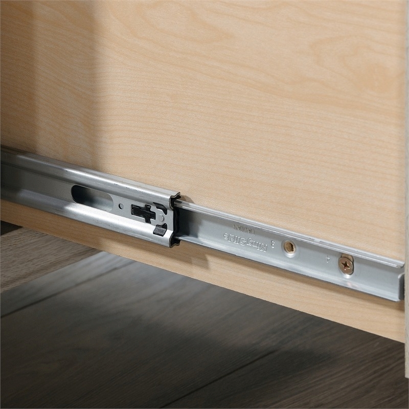 Pemberly Row Coastal Wood L Shaped Computer Desk in Chalked Chestnut