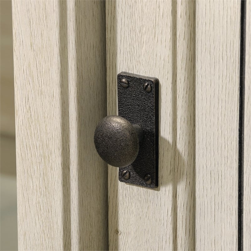 Pemberly Row Coastal Wood L Shaped Computer Desk in Chalked Chestnut