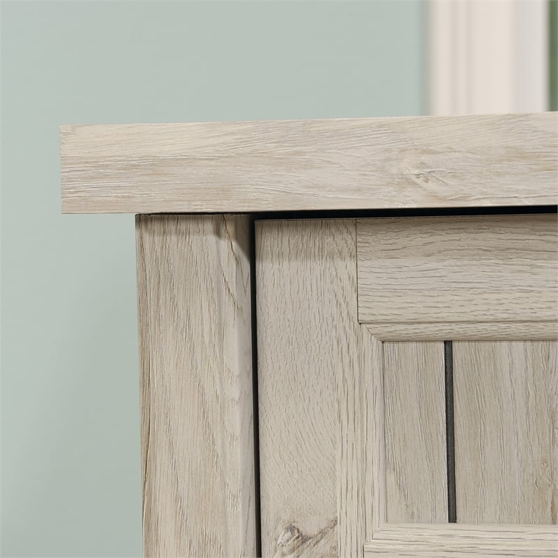 Pemberly Row Coastal Wood L Shaped Computer Desk in Chalked Chestnut